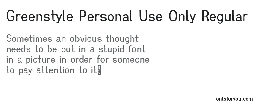 Greenstyle Personal Use Only Regular Font