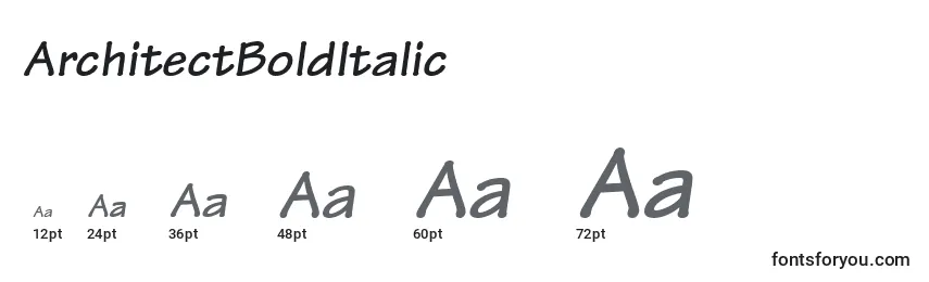 Размеры шрифта ArchitectBoldItalic