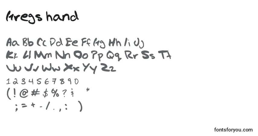 Schriftart Gregs hand – Alphabet, Zahlen, spezielle Symbole