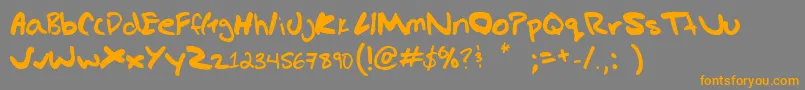 Gregs hand Font – Orange Fonts on Gray Background