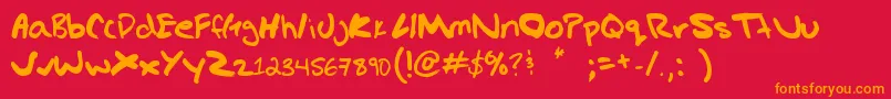 Gregs hand Font – Orange Fonts on Red Background