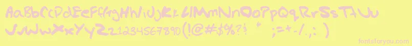 Gregs hand Font – Pink Fonts on Yellow Background