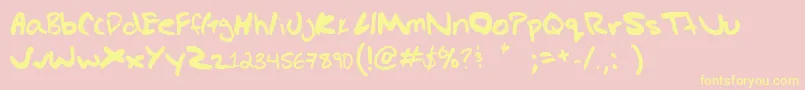 Gregs hand Font – Yellow Fonts on Pink Background