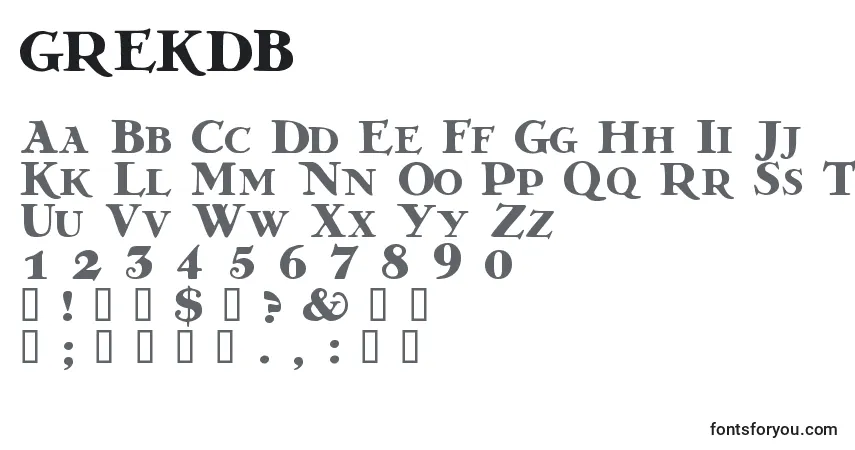 Шрифт GREKDB   (128527) – алфавит, цифры, специальные символы