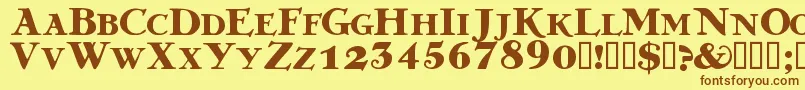 フォントGREKDB   – 茶色の文字が黄色の背景にあります。