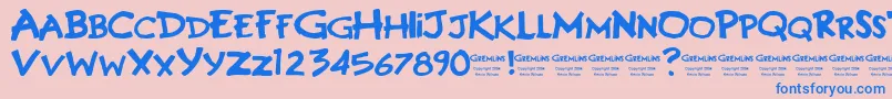 フォントGREMLINS – ピンクの背景に青い文字