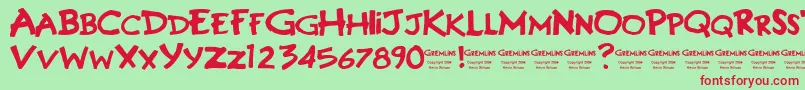 GREMLINS Font – Red Fonts on Green Background