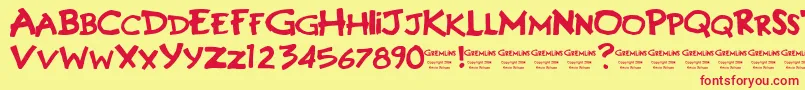 GREMLINS Font – Red Fonts on Yellow Background