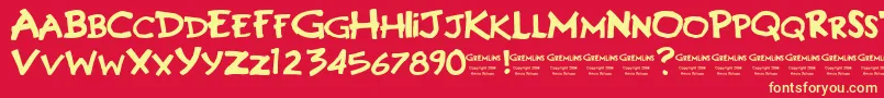 GREMLINS Font – Yellow Fonts on Red Background