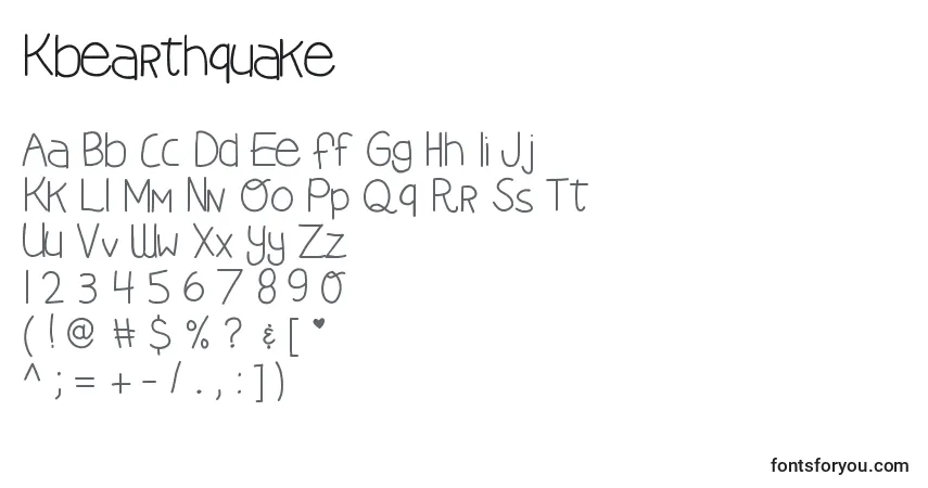 Schriftart Kbearthquake – Alphabet, Zahlen, spezielle Symbole