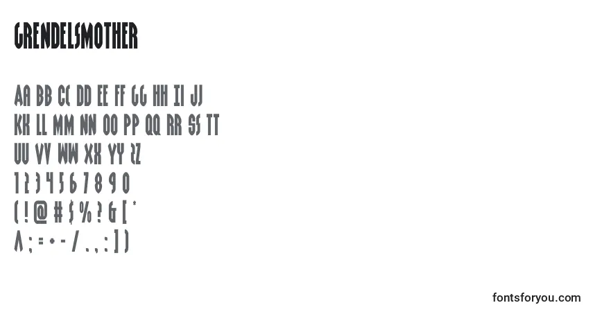 Czcionka Grendelsmother (128531) – alfabet, cyfry, specjalne znaki