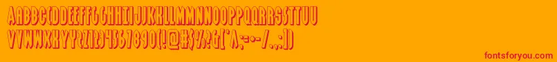 grendelsmother3d-Schriftart – Rote Schriften auf orangefarbenem Hintergrund