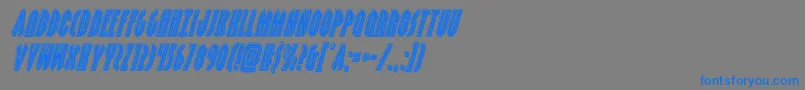 フォントgrendelsmotherbevelital – 灰色の背景に青い文字