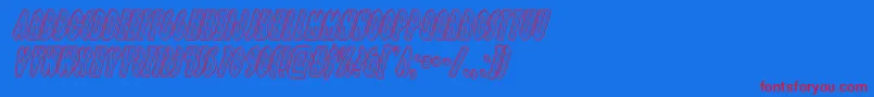 grendelsmotherengraveital-Schriftart – Rote Schriften auf blauem Hintergrund