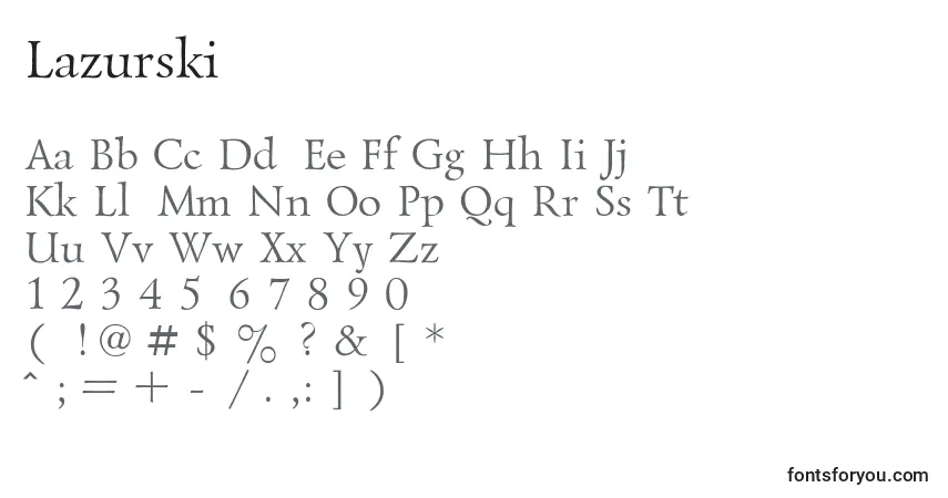 A fonte Lazurski – alfabeto, números, caracteres especiais