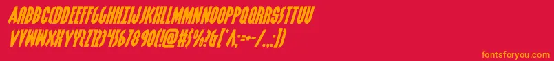 フォントgrendelsmotherexpandital – 赤い背景にオレンジの文字