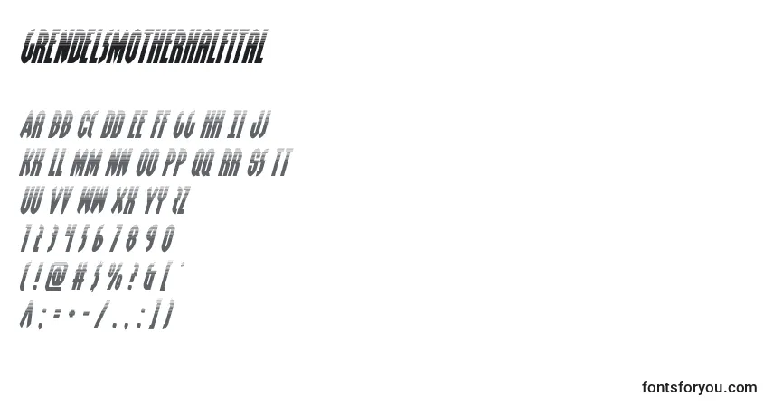 Шрифт Grendelsmotherhalfital (128545) – алфавит, цифры, специальные символы
