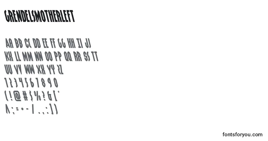 Czcionka Grendelsmotherleft (128549) – alfabet, cyfry, specjalne znaki