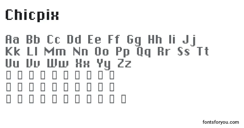 Schriftart Chicpix – Alphabet, Zahlen, spezielle Symbole