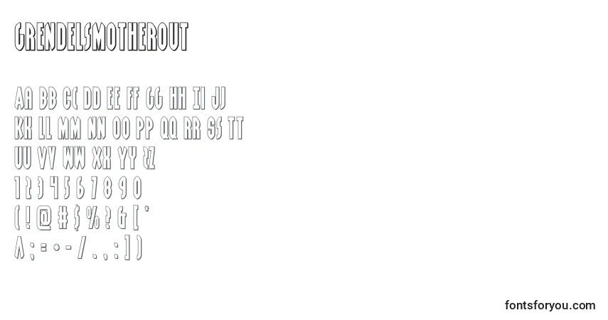 Шрифт Grendelsmotherout (128550) – алфавит, цифры, специальные символы