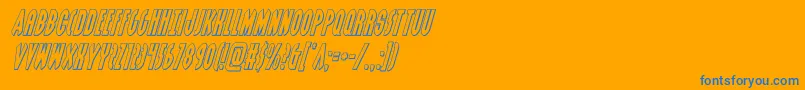 grendelsmotheroutital-Schriftart – Blaue Schriften auf orangefarbenem Hintergrund