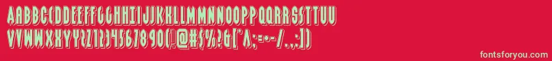フォントgrendelsmotherpunch – 赤い背景に緑の文字