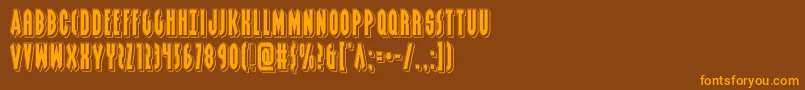 フォントgrendelsmotherpunch – オレンジ色の文字が茶色の背景にあります。