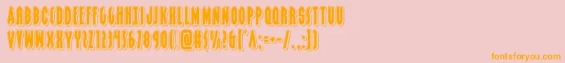 フォントgrendelsmotherpunch – オレンジの文字がピンクの背景にあります。