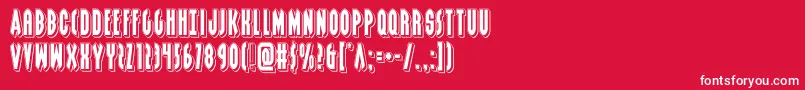 grendelsmotherpunch-Schriftart – Weiße Schriften auf rotem Hintergrund
