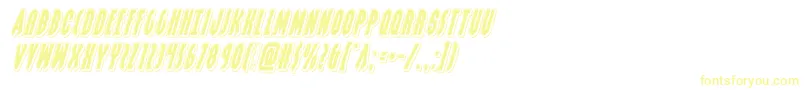フォントgrendelsmotherpunchital – 白い背景に黄色の文字