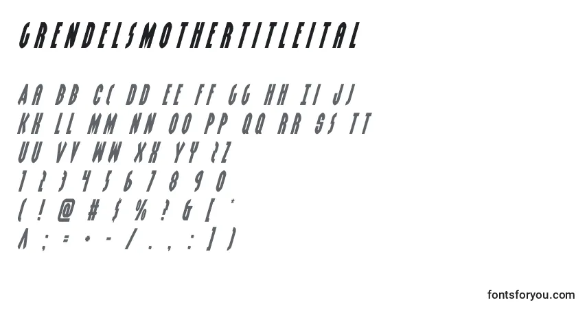 Schriftart Grendelsmothertitleital (128557) – Alphabet, Zahlen, spezielle Symbole