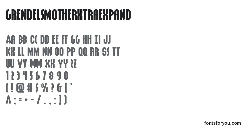 Schriftart Grendelsmotherxtraexpand (128558) – Alphabet, Zahlen, spezielle Symbole