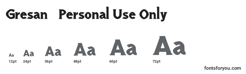 Gresan   Personal Use Only Font Sizes