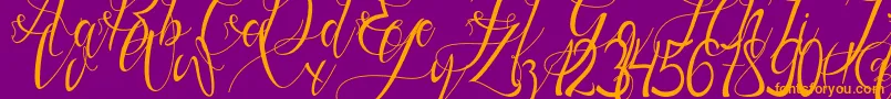 Gresthine-Schriftart – Orangefarbene Schriften auf violettem Hintergrund