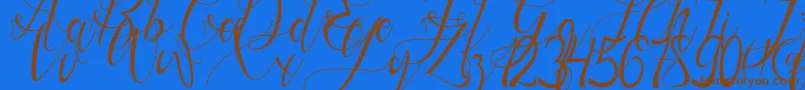 Gresthine Font – Brown Fonts on Blue Background