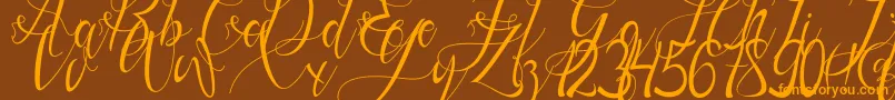 Fonte Gresthine – fontes laranjas em um fundo marrom
