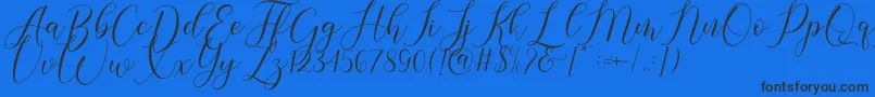 Gresya-Schriftart – Schwarze Schriften auf blauem Hintergrund