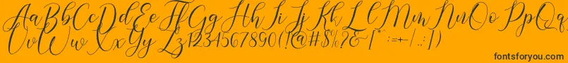 Gresya-Schriftart – Schwarze Schriften auf orangefarbenem Hintergrund