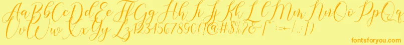 Gresya-Schriftart – Orangefarbene Schriften auf gelbem Hintergrund