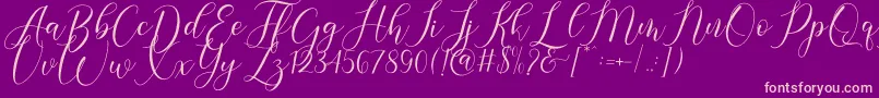 Gresya-Schriftart – Rosa Schriften auf violettem Hintergrund