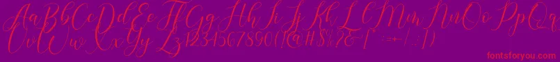 Gresya-Schriftart – Rote Schriften auf violettem Hintergrund