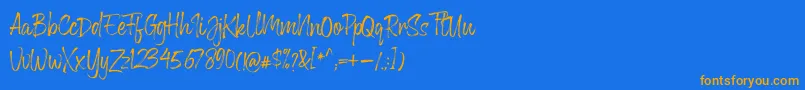 Greyfox-Schriftart – Orangefarbene Schriften auf blauem Hintergrund