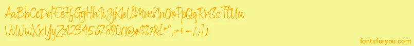 Greyfox-Schriftart – Orangefarbene Schriften auf gelbem Hintergrund