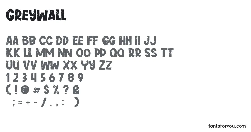 Schriftart Greywall – Alphabet, Zahlen, spezielle Symbole