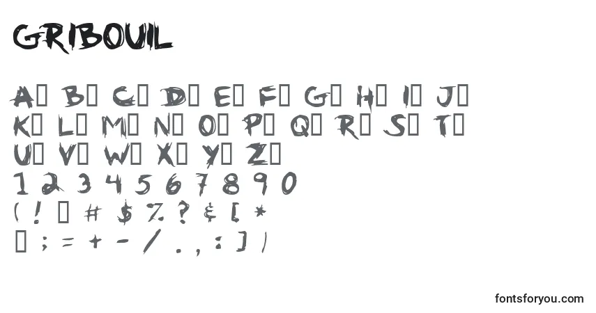 GRIBOUIL-fontti – aakkoset, numerot, erikoismerkit