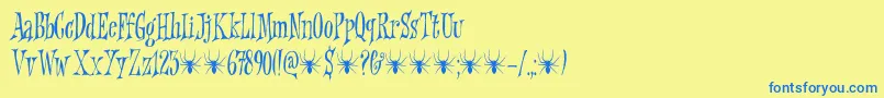 Griezelig DEMO-Schriftart – Blaue Schriften auf gelbem Hintergrund