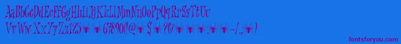 Griezelig DEMO-Schriftart – Violette Schriften auf blauem Hintergrund