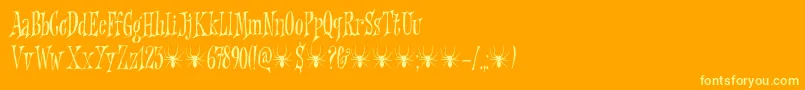 Griezelig DEMO-Schriftart – Gelbe Schriften auf orangefarbenem Hintergrund