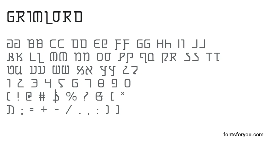 Czcionka Grimlord (128573) – alfabet, cyfry, specjalne znaki