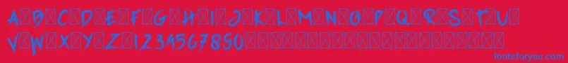 フォントGrimReaper – 赤い背景に青い文字